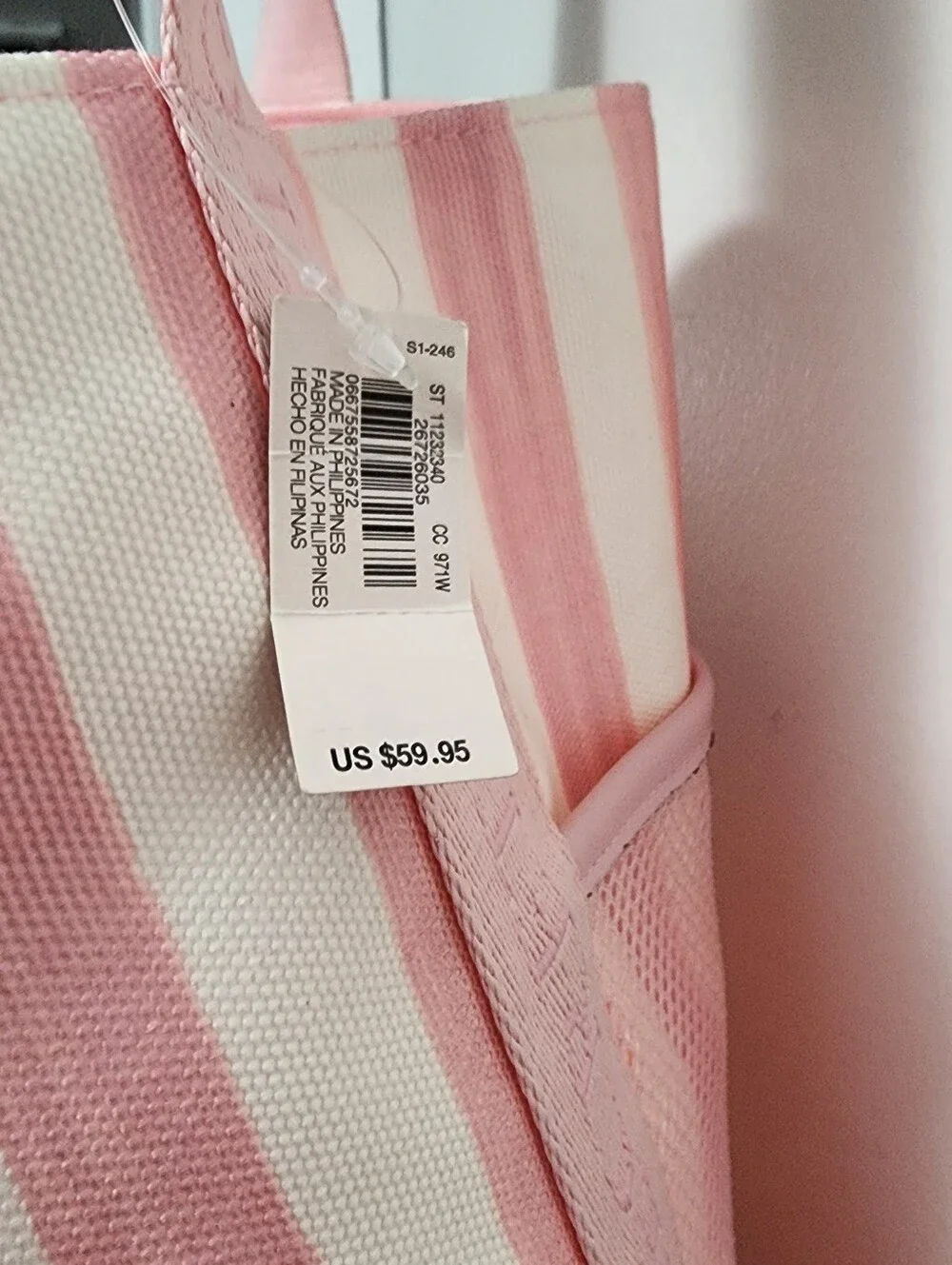 Victoria's Secret Pink & White Striped Canvas Tote